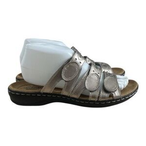 Clarks Women Leisa Cacti Sandal Size 8 W Bronze Slide Adjustable Shoe Strappy